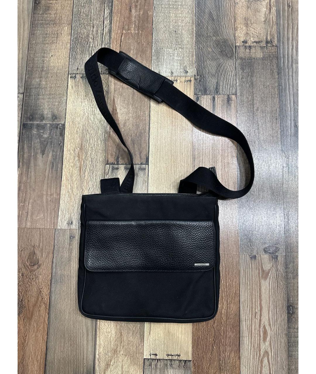 ZEGNA Черная кожаная сумка на плечо, фото 2