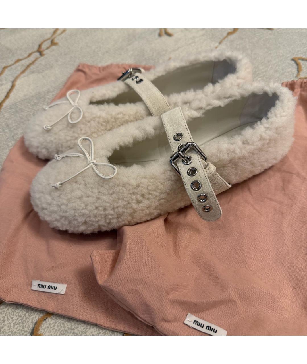 MIU MIU Бежевые балетки, фото 6