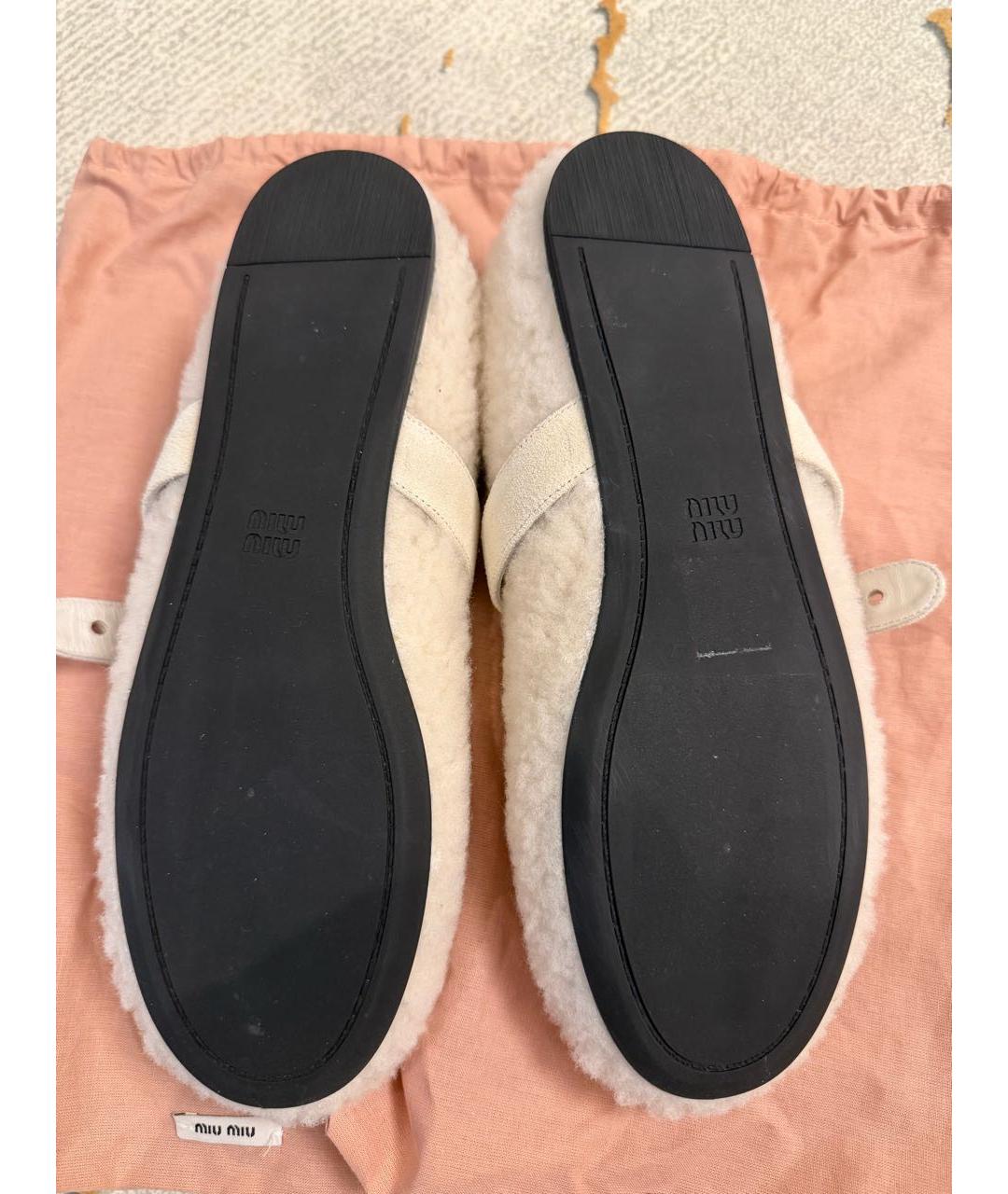 MIU MIU Бежевые балетки, фото 4