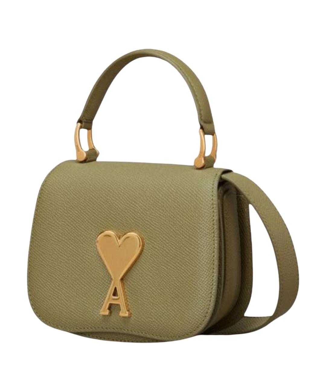 Ami Paris Зеленая кожаная сумка через плечо, фото 1