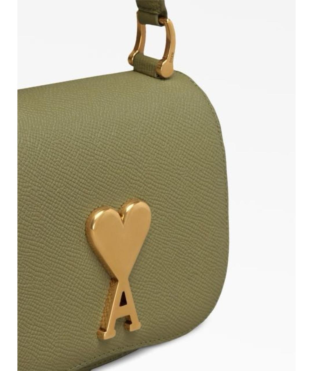 Ami Paris Зеленая кожаная сумка через плечо, фото 2