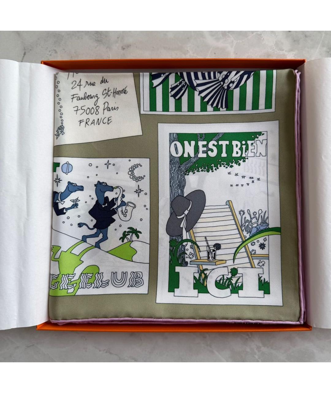 HERMES Мульти шелковый платок, фото 4