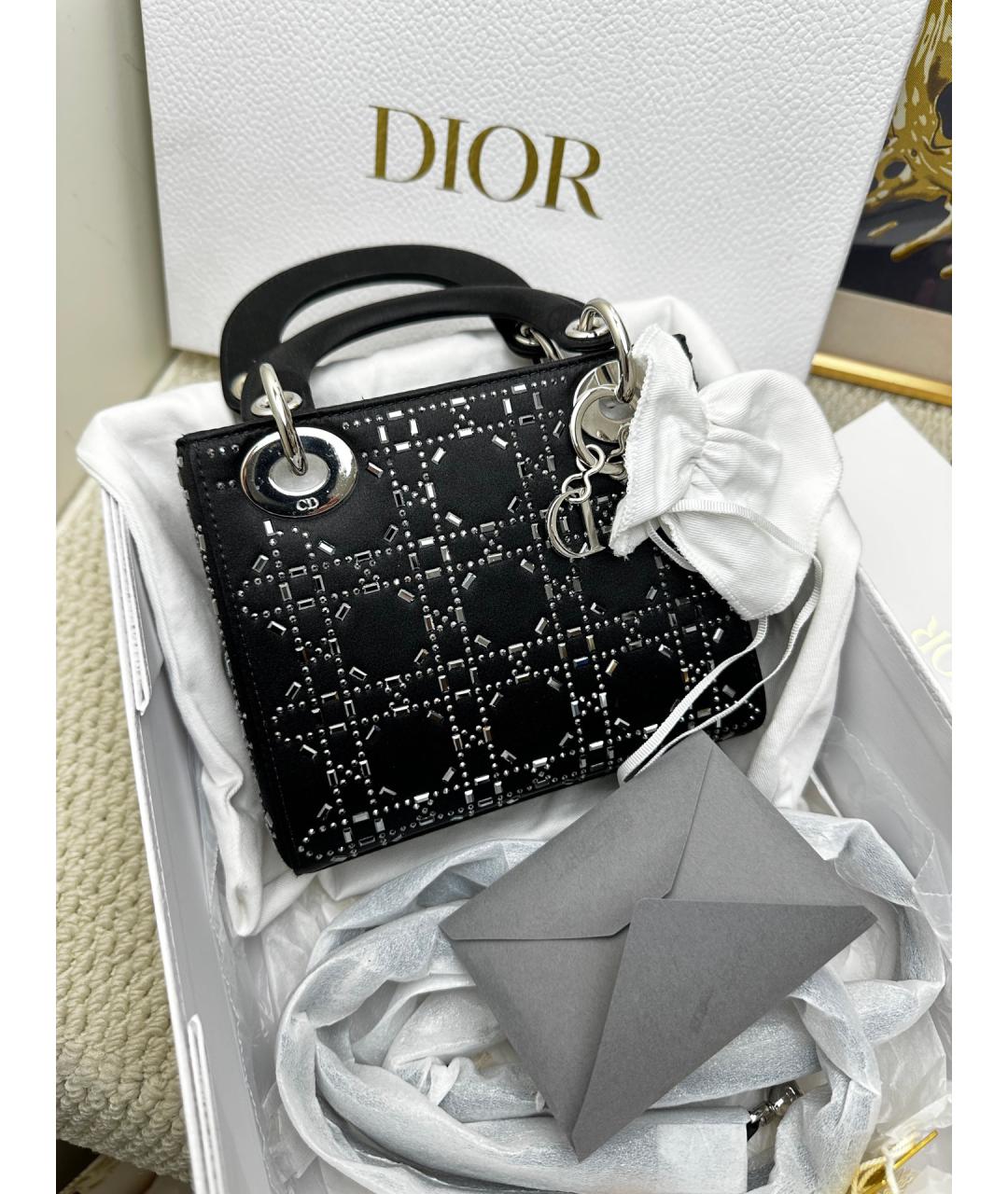 CHRISTIAN DIOR Черная кожаная сумка с короткими ручками, фото 10