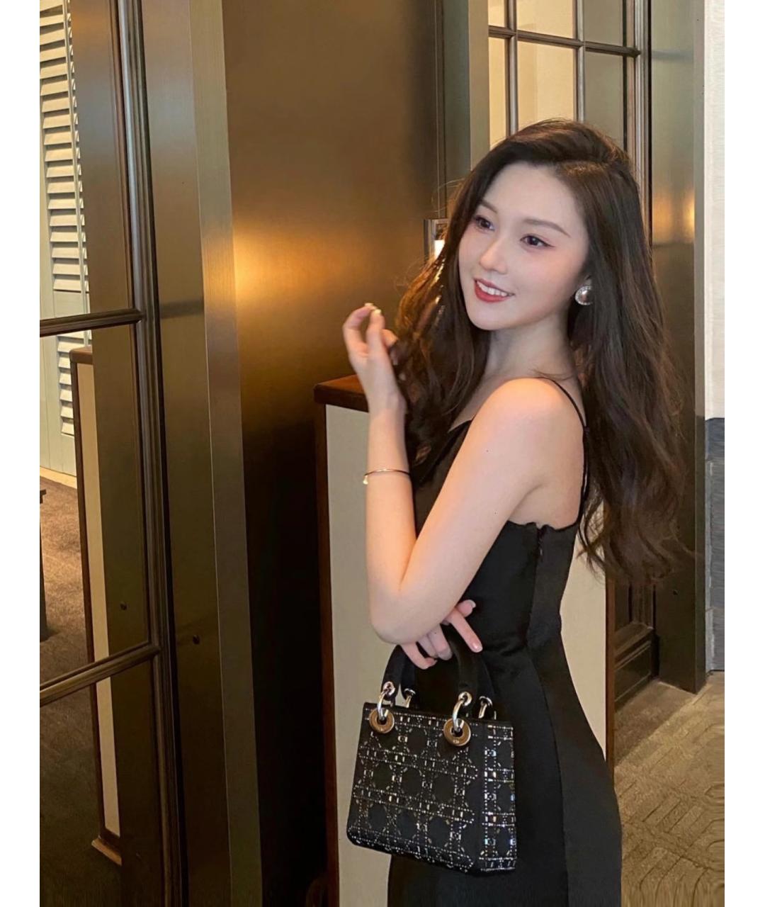 CHRISTIAN DIOR Черная кожаная сумка с короткими ручками, фото 9