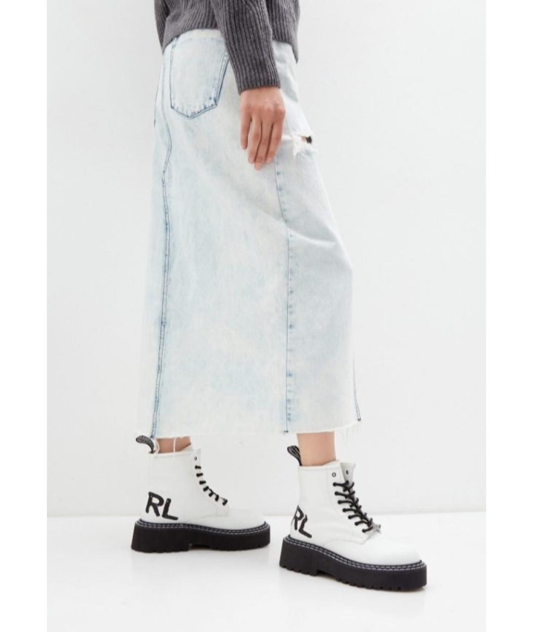 KARL LAGERFELD Белые кожаные ботинки, фото 7