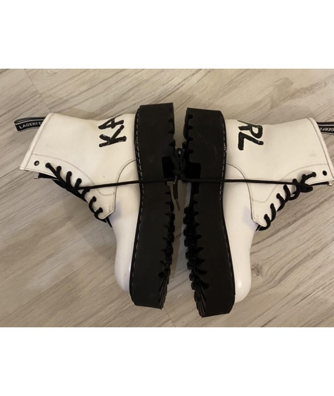 KARL LAGERFELD Белые кожаные ботинки, фото 8