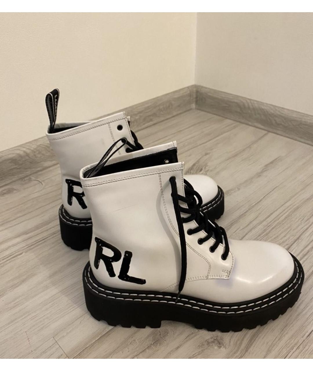 KARL LAGERFELD Белые кожаные ботинки, фото 2