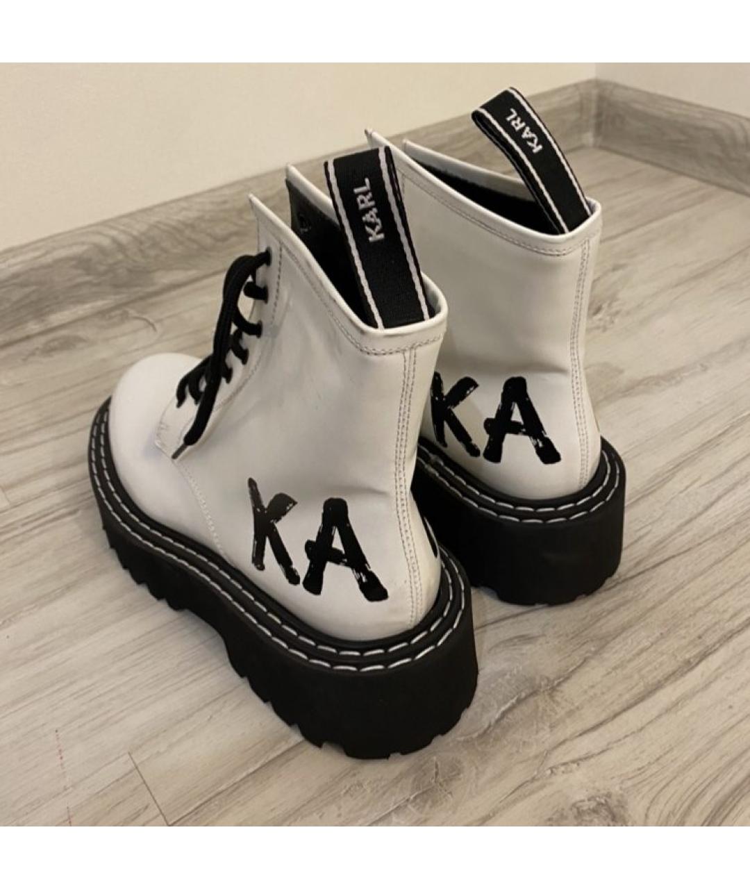 KARL LAGERFELD Белые кожаные ботинки, фото 4