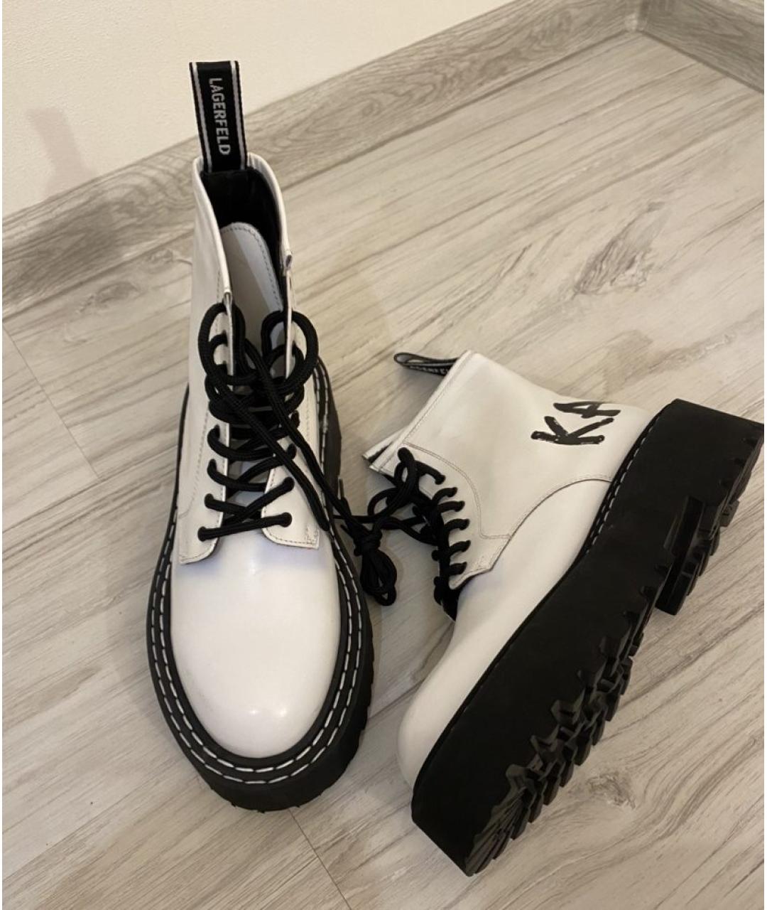 KARL LAGERFELD Белые кожаные ботинки, фото 5