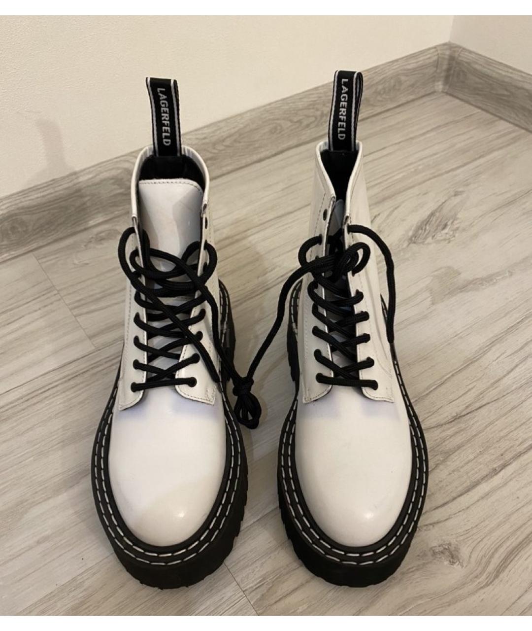 KARL LAGERFELD Белые кожаные ботинки, фото 6