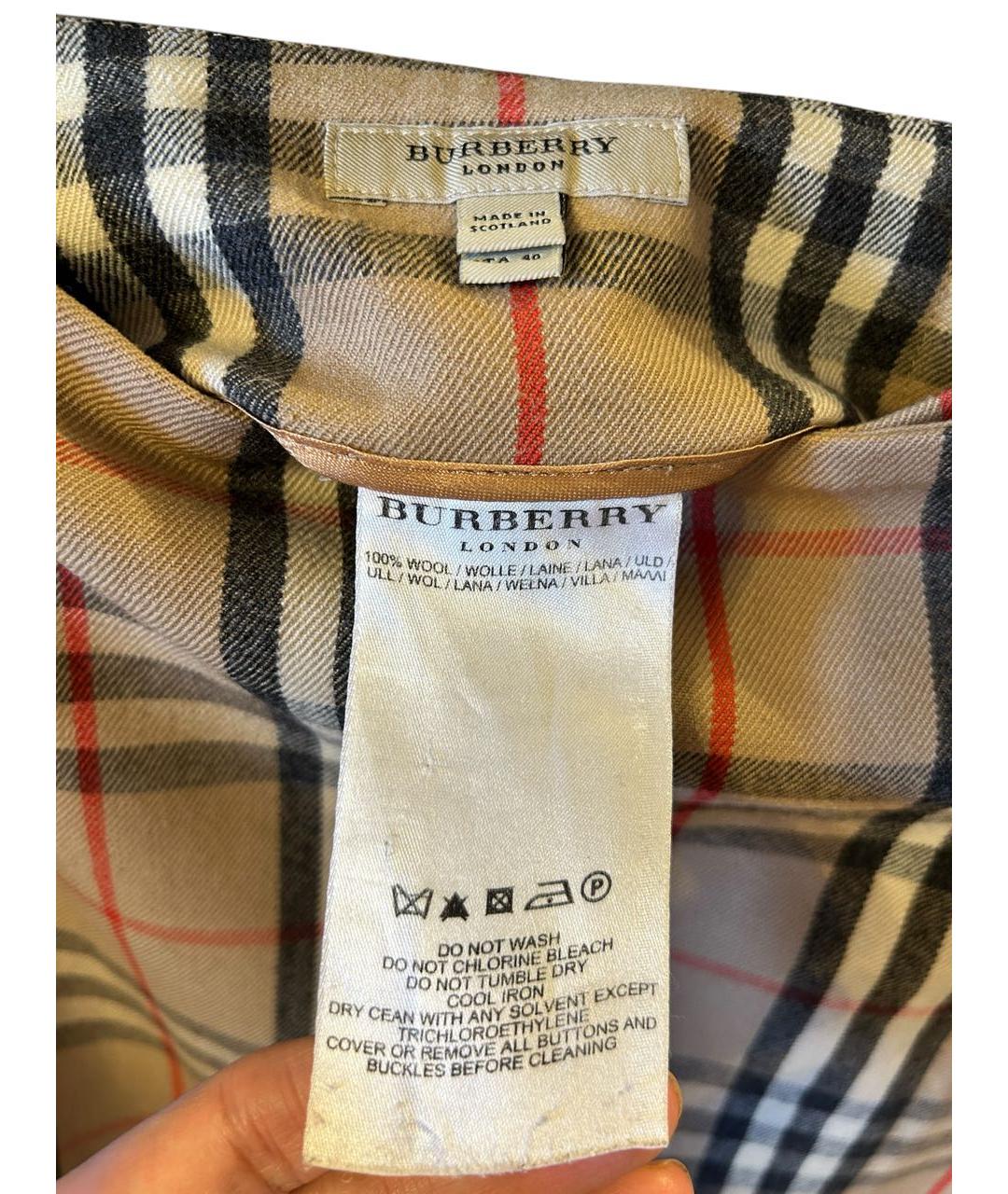 BURBERRY Бежевая шерстяная юбка мини, фото 4