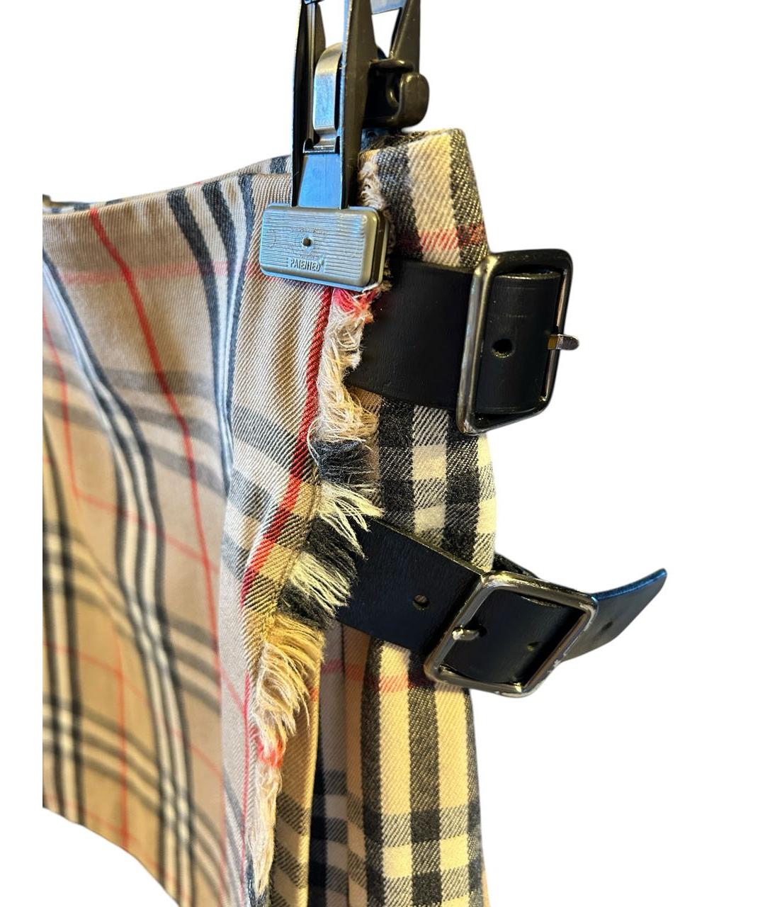 BURBERRY Бежевая шерстяная юбка мини, фото 6