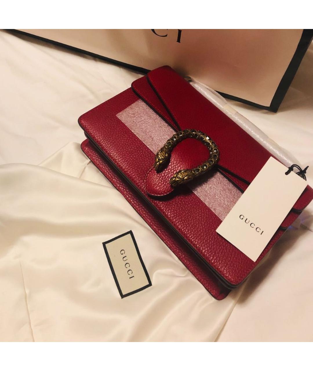 GUCCI Красная кожаная сумка через плечо, фото 4