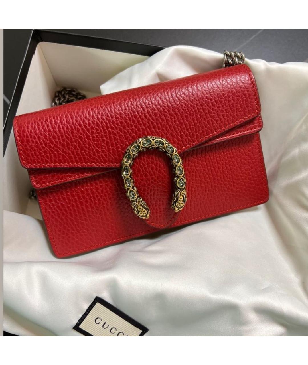 GUCCI Красная кожаная сумка через плечо, фото 3