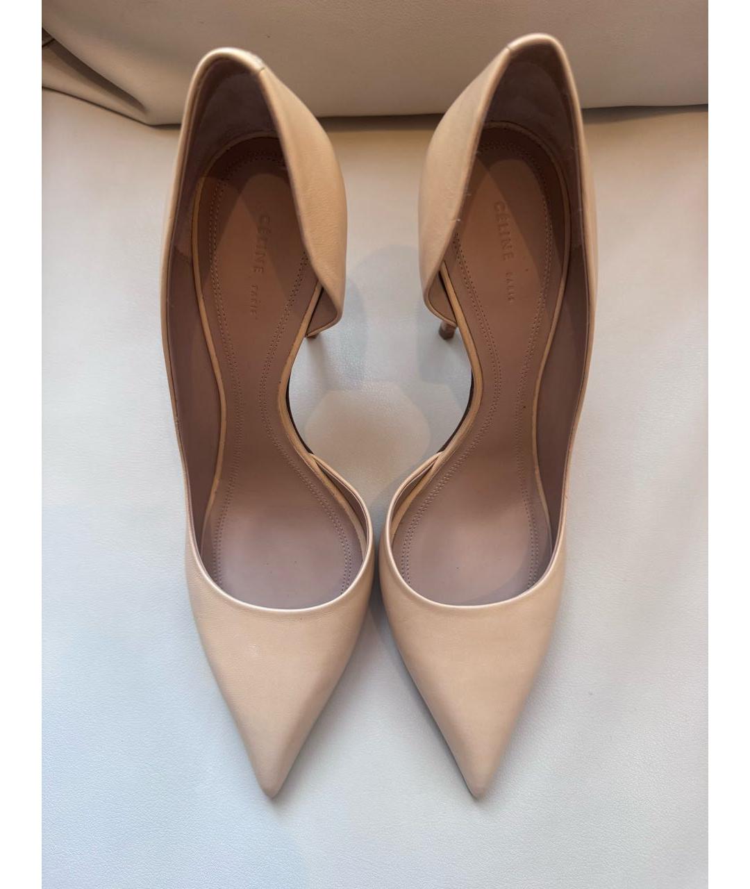 CELINE Бежевые кожаные туфли, фото 2