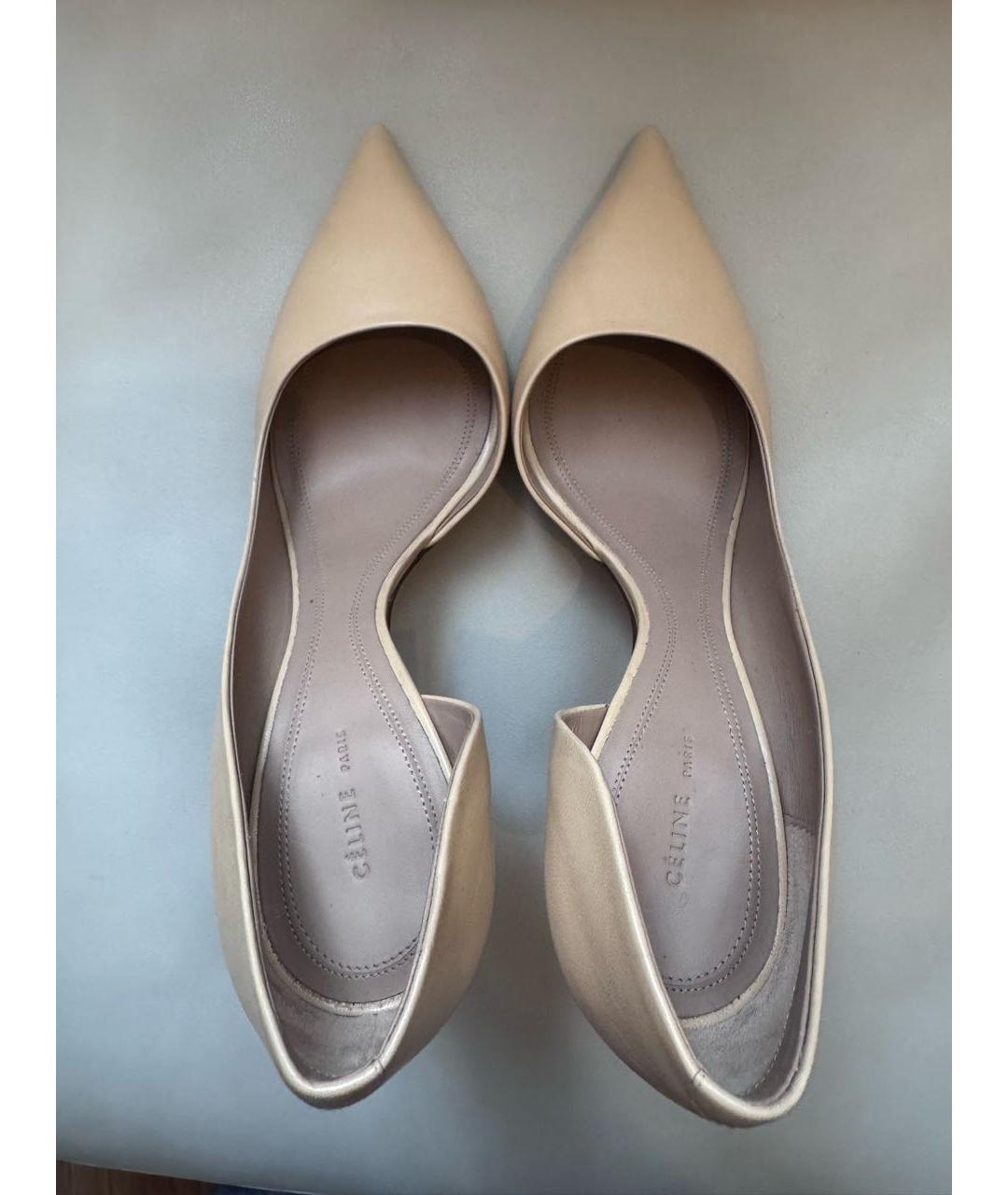 CELINE Бежевые кожаные туфли, фото 3