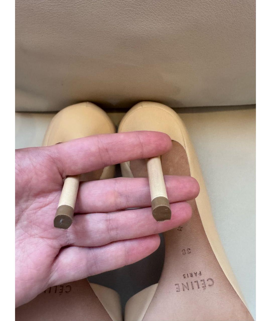 CELINE Бежевые кожаные туфли, фото 7