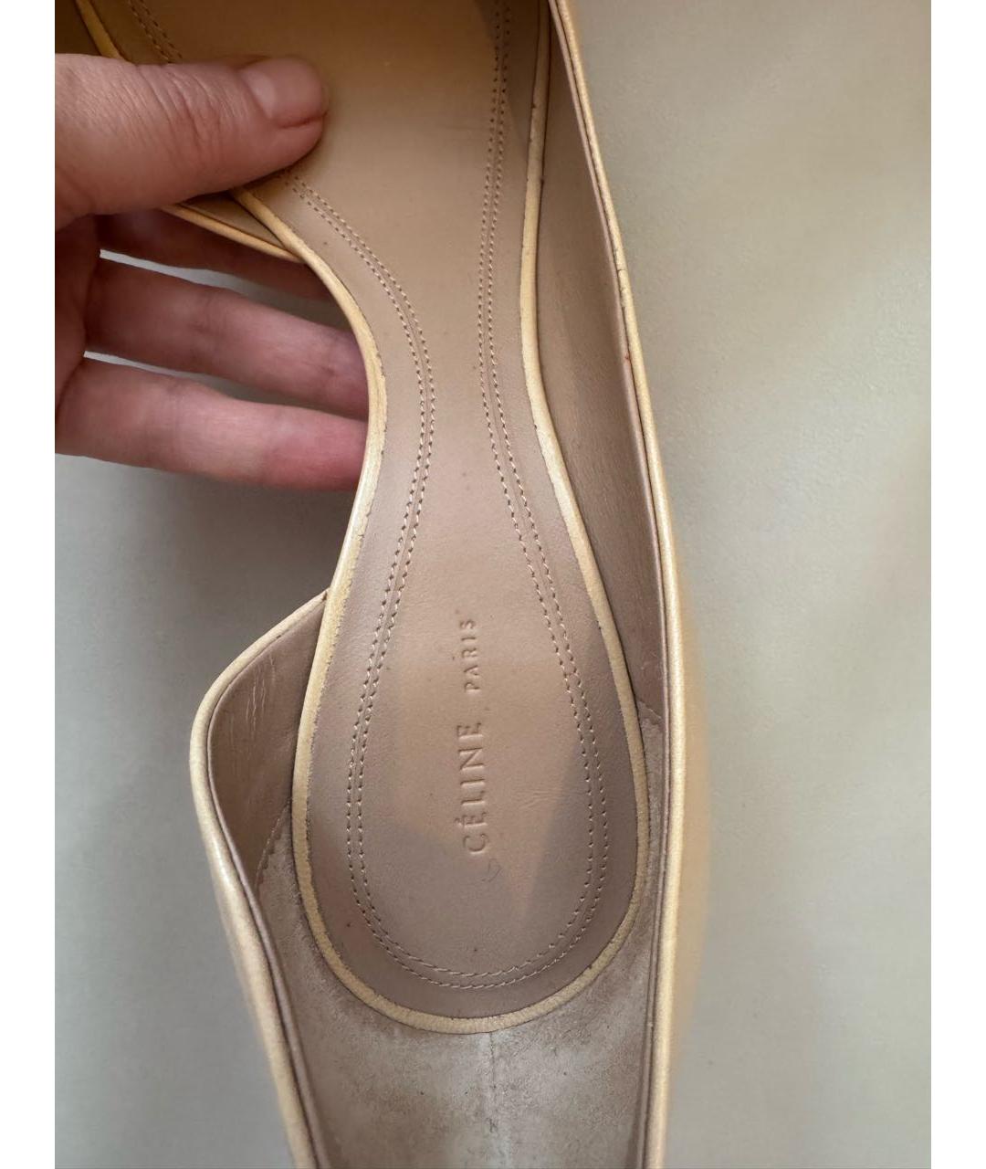CELINE Бежевые кожаные туфли, фото 5