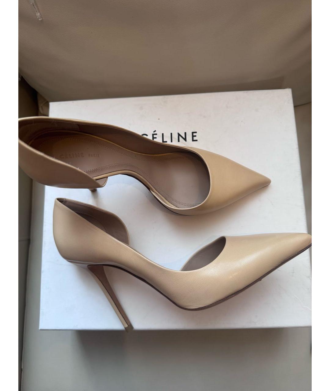 CELINE Бежевые кожаные туфли, фото 8