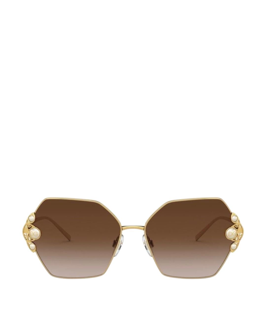 DOLCE&GABBANA Золотые металлические солнцезащитные очки, фото 1