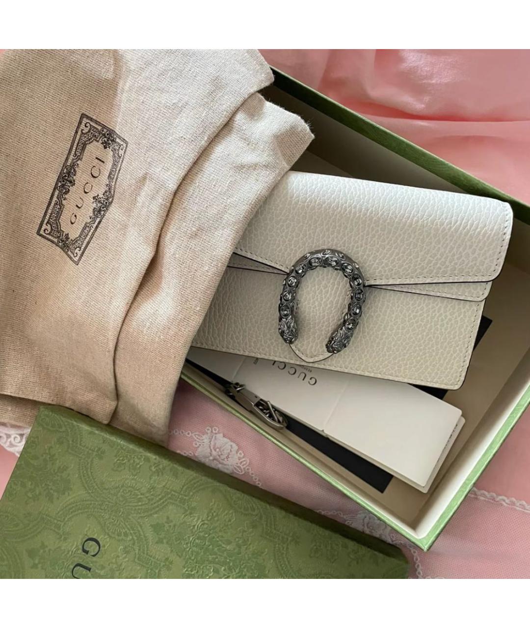 GUCCI Белая кожаная сумка через плечо, фото 2