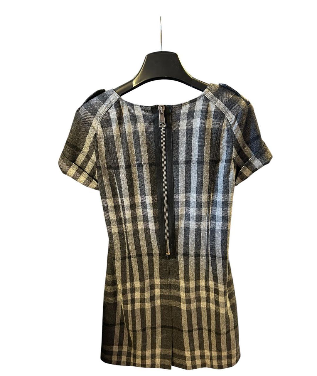 BURBERRY Серое шерстяное повседневное платье, фото 2