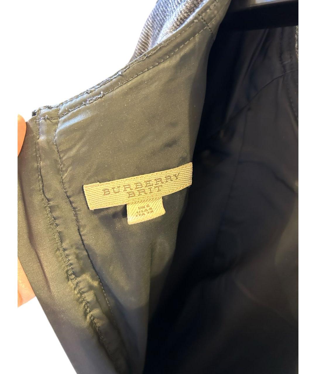 BURBERRY Серое шерстяное повседневное платье, фото 5