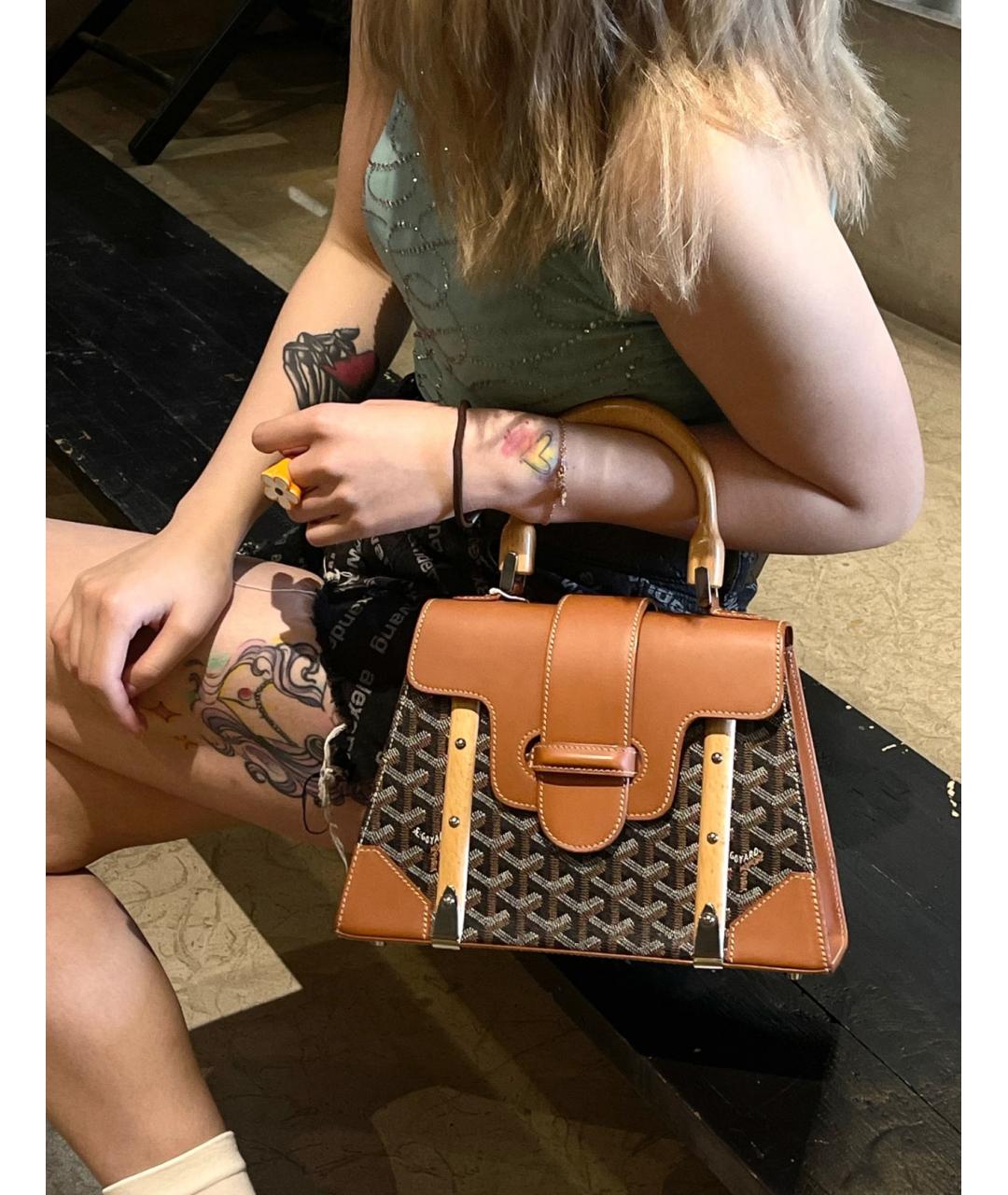 GOYARD Коричневая сумка с короткими ручками, фото 3