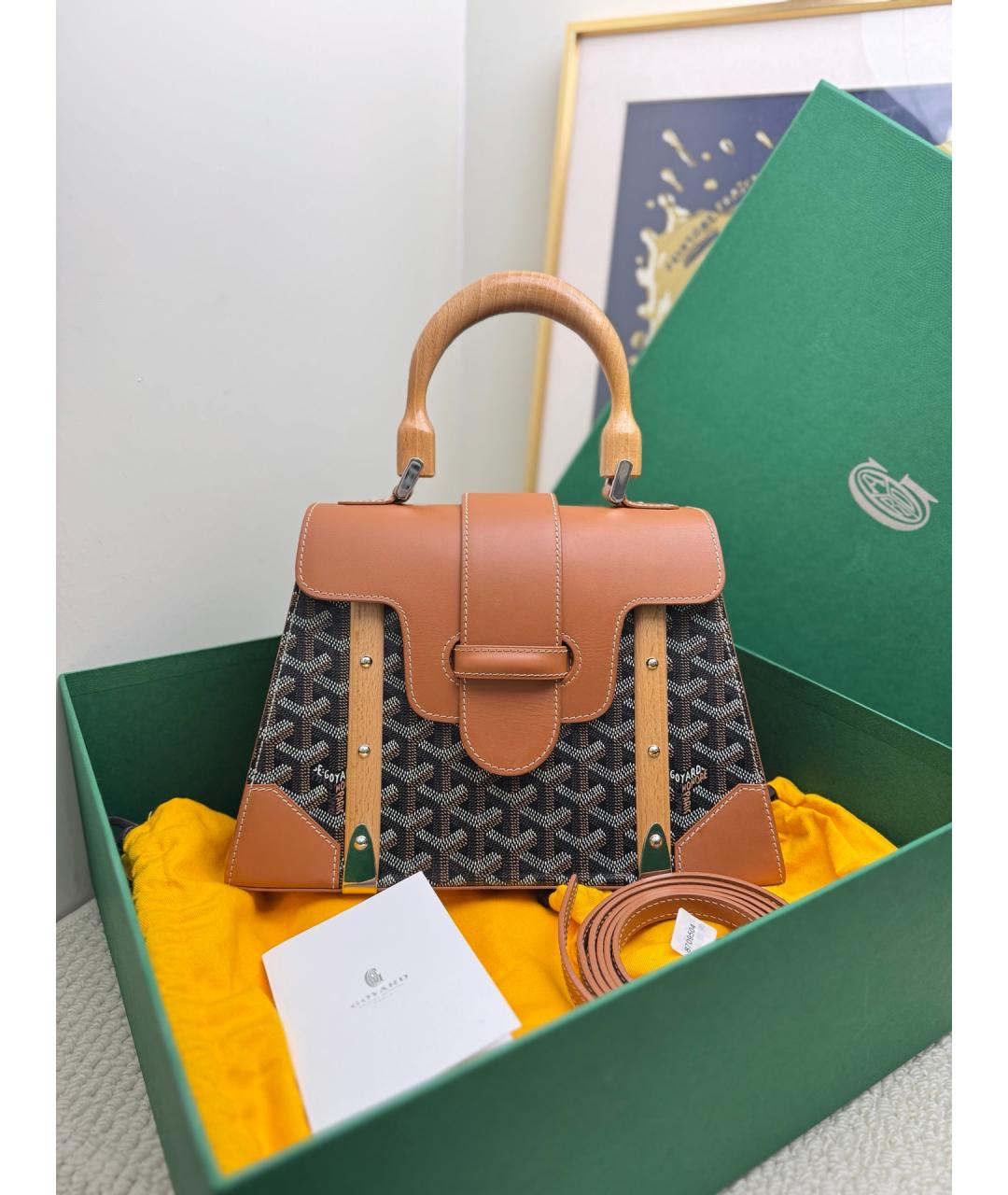 GOYARD Коричневая сумка с короткими ручками, фото 5