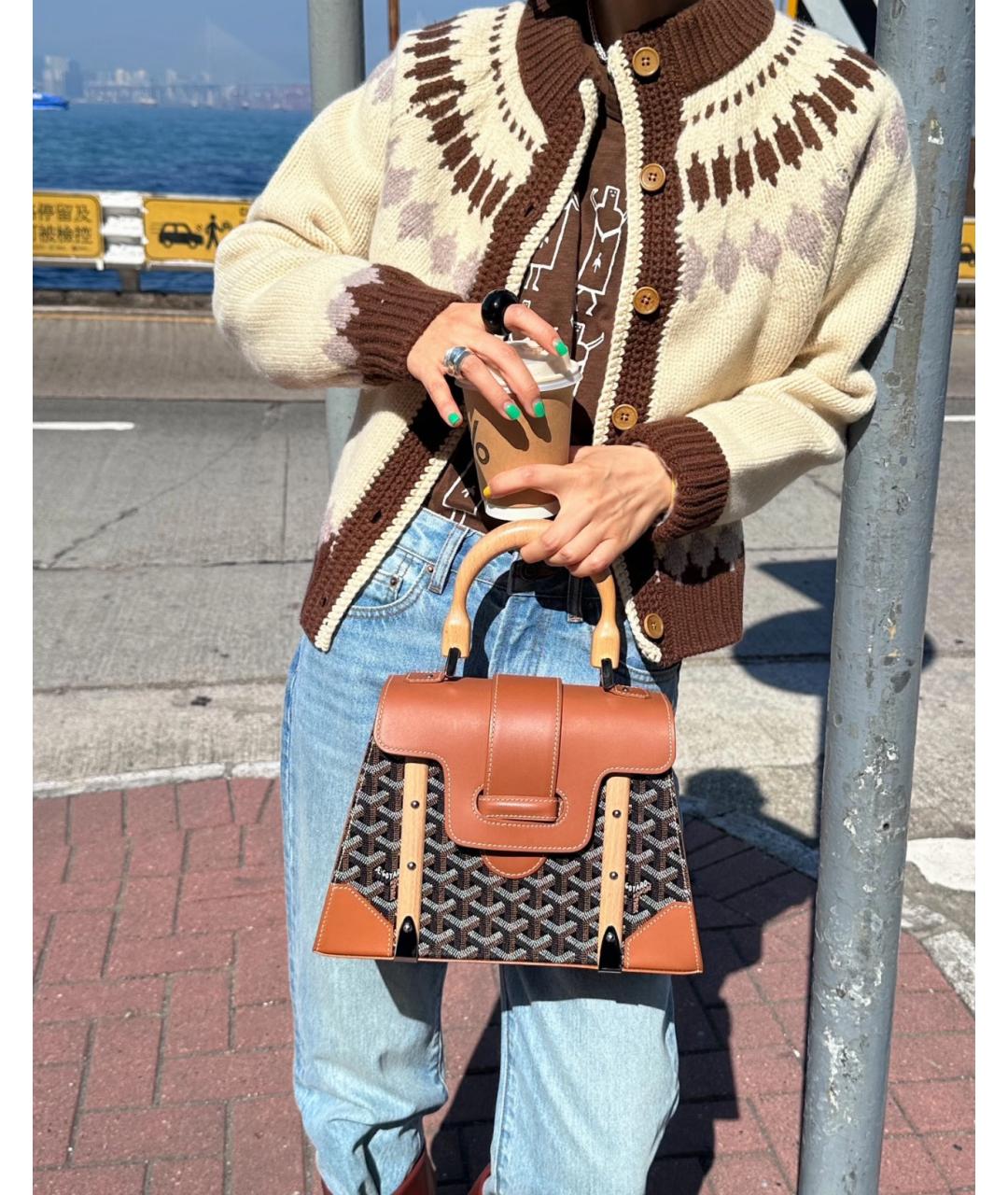 GOYARD Коричневая сумка с короткими ручками, фото 2