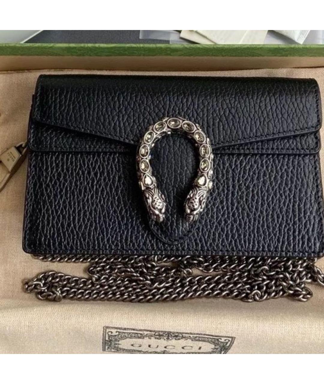 GUCCI Черная кожаная сумка через плечо, фото 2