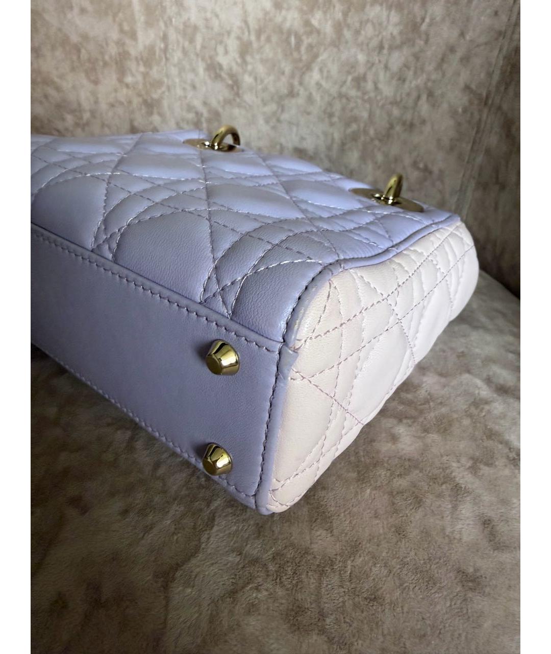 CHRISTIAN DIOR Фиолетовая кожаная сумка с короткими ручками, фото 7