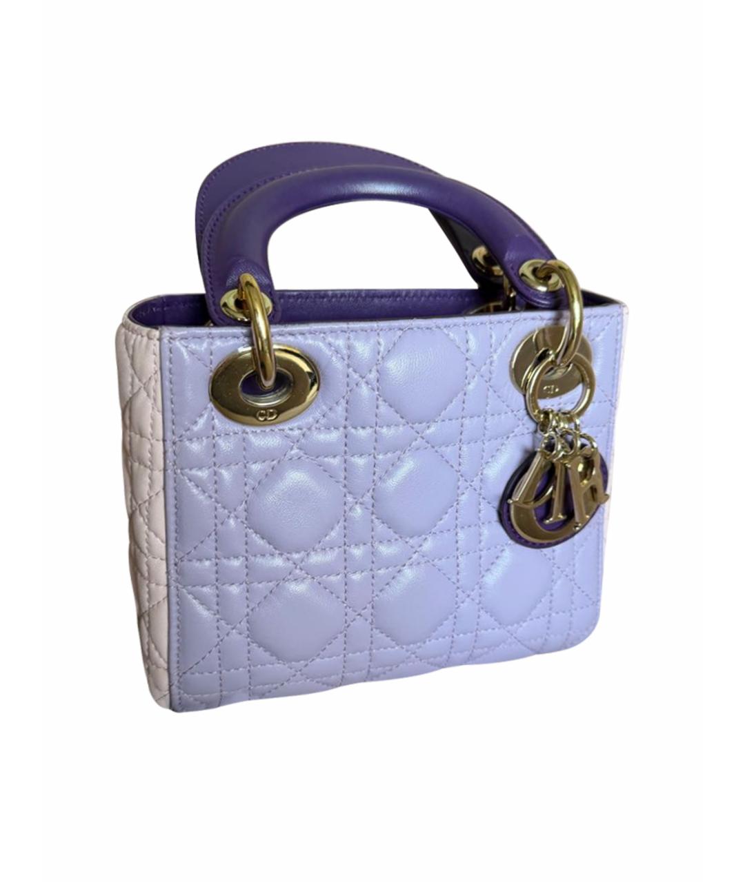 CHRISTIAN DIOR Фиолетовая кожаная сумка с короткими ручками, фото 1
