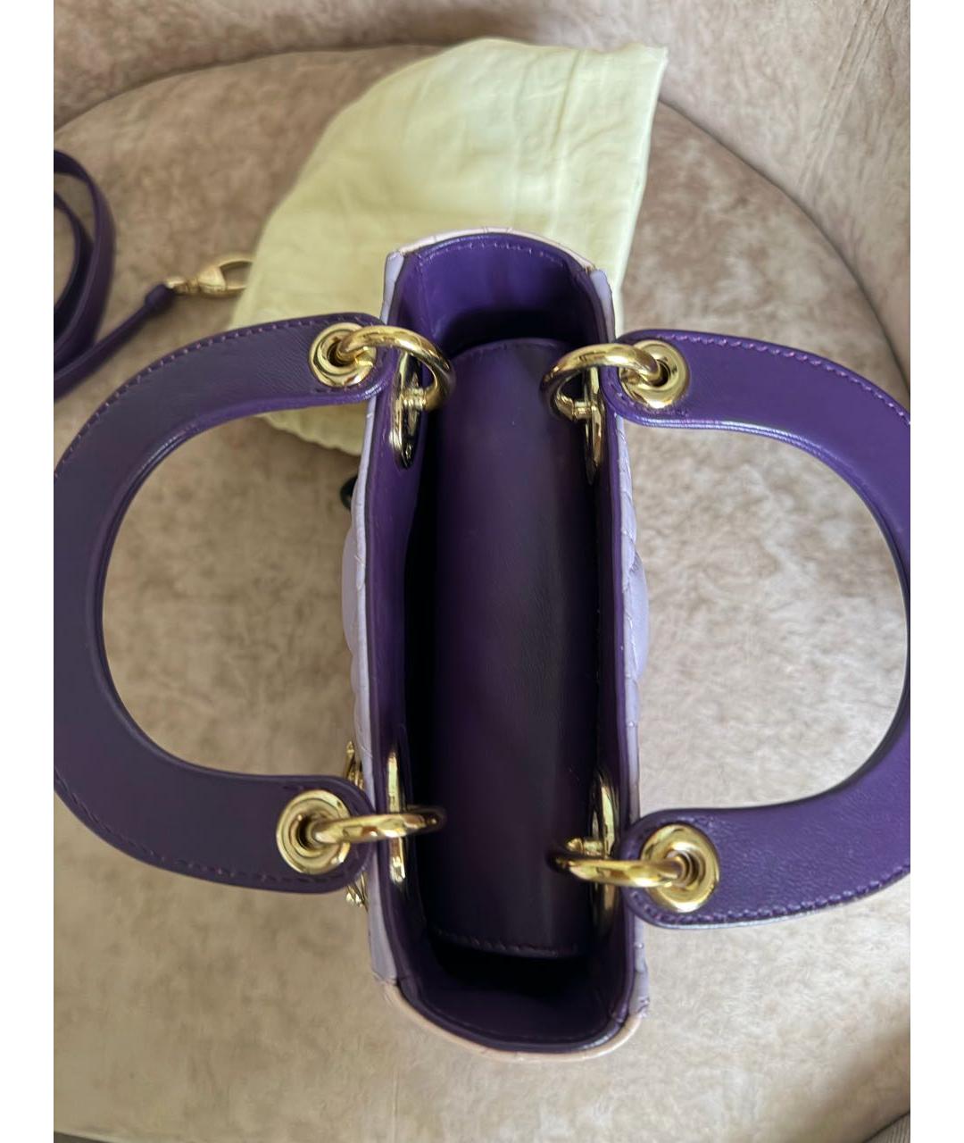 CHRISTIAN DIOR Фиолетовая кожаная сумка с короткими ручками, фото 6
