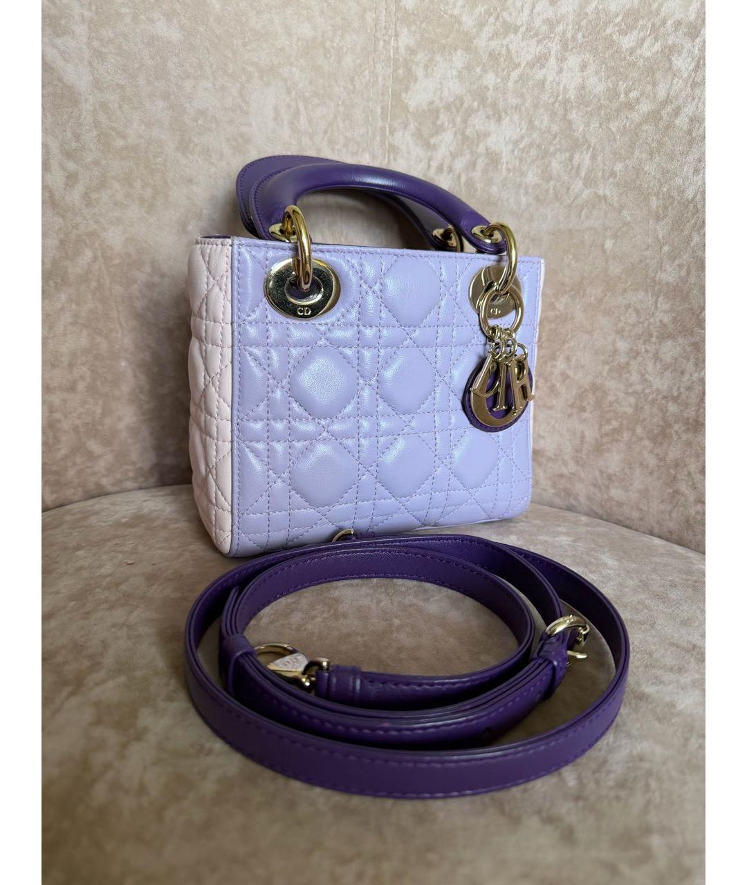 CHRISTIAN DIOR Фиолетовая кожаная сумка с короткими ручками, фото 2