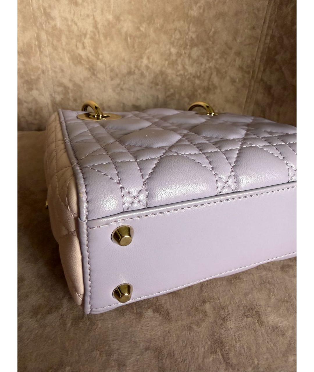 CHRISTIAN DIOR Фиолетовая кожаная сумка с короткими ручками, фото 8