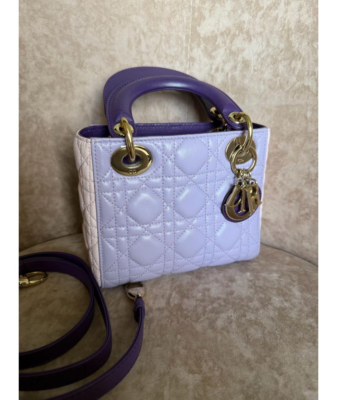CHRISTIAN DIOR Фиолетовая кожаная сумка с короткими ручками, фото 9