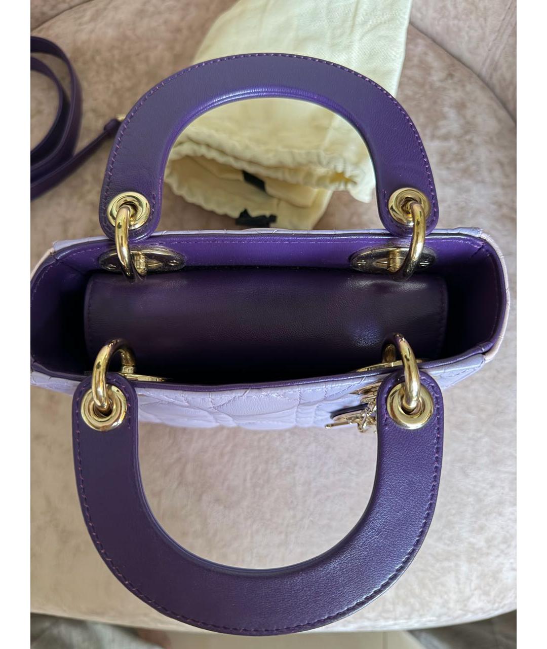 CHRISTIAN DIOR Фиолетовая кожаная сумка с короткими ручками, фото 4