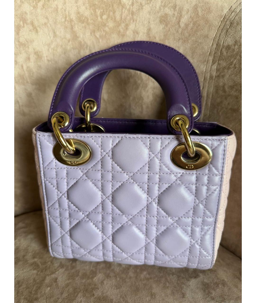 CHRISTIAN DIOR Фиолетовая кожаная сумка с короткими ручками, фото 3