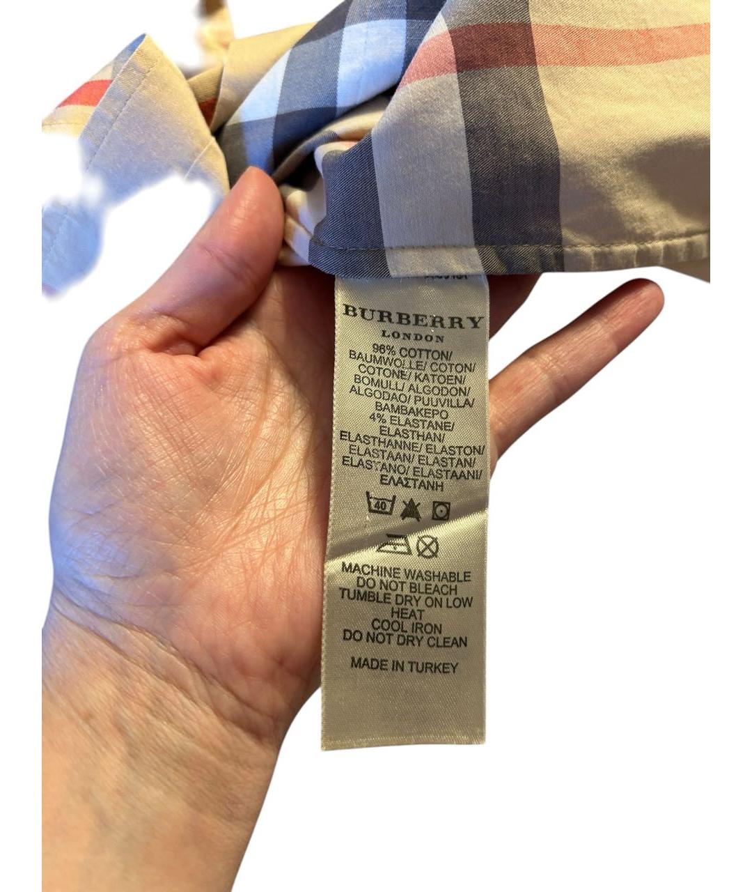 BURBERRY Бежевая хлопковая рубашка, фото 5