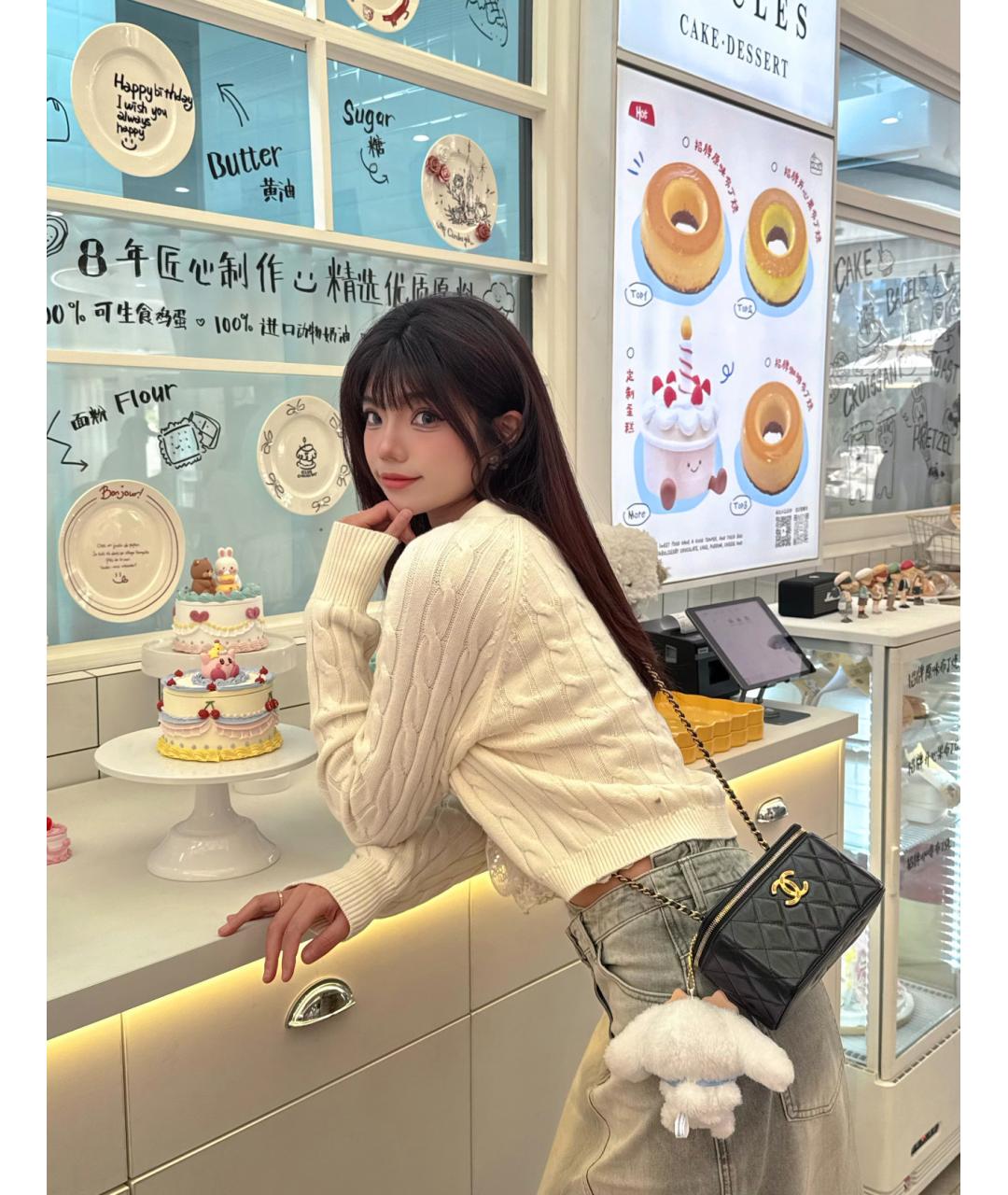 CHANEL Черная кожаная сумка через плечо, фото 8