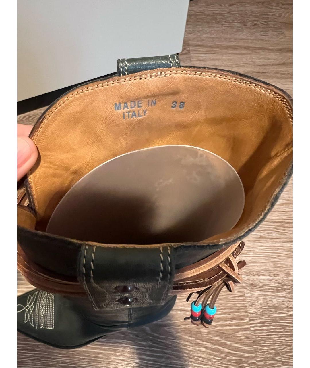 GOLDEN GOOSE DELUXE BRAND Зеленые кожаные сапоги, фото 8