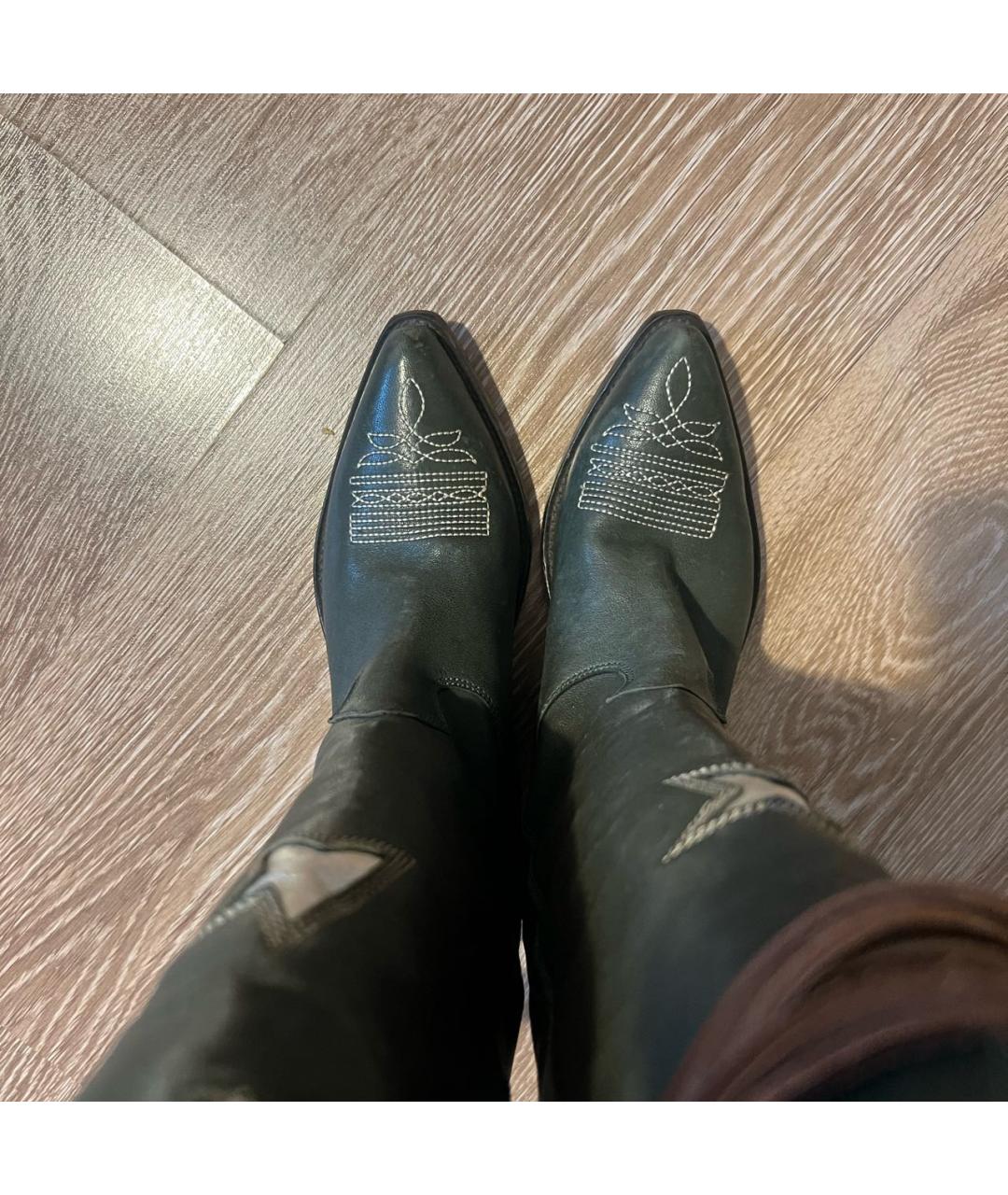 GOLDEN GOOSE DELUXE BRAND Зеленые кожаные сапоги, фото 3