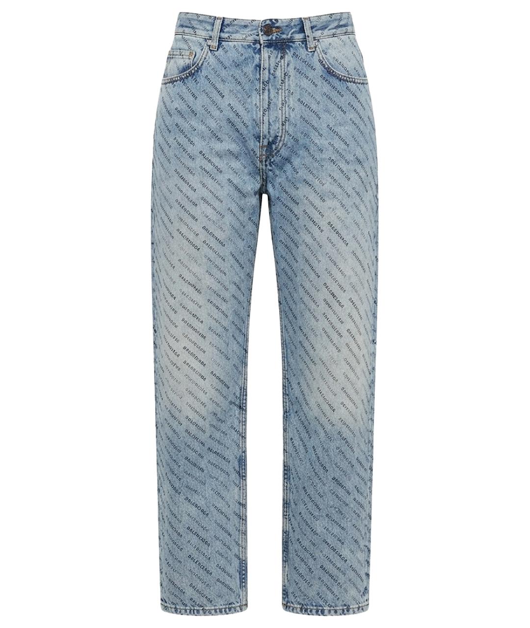 BALENCIAGA Голубые хлопковые прямые джинсы, фото 1