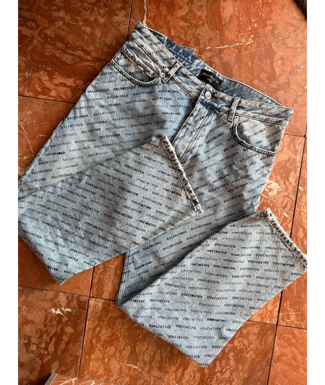 BALENCIAGA Голубые хлопковые прямые джинсы, фото 7
