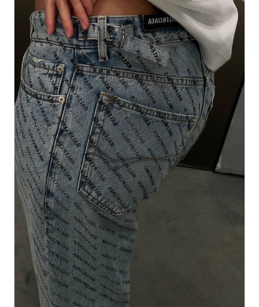 BALENCIAGA Голубые хлопковые прямые джинсы, фото 5