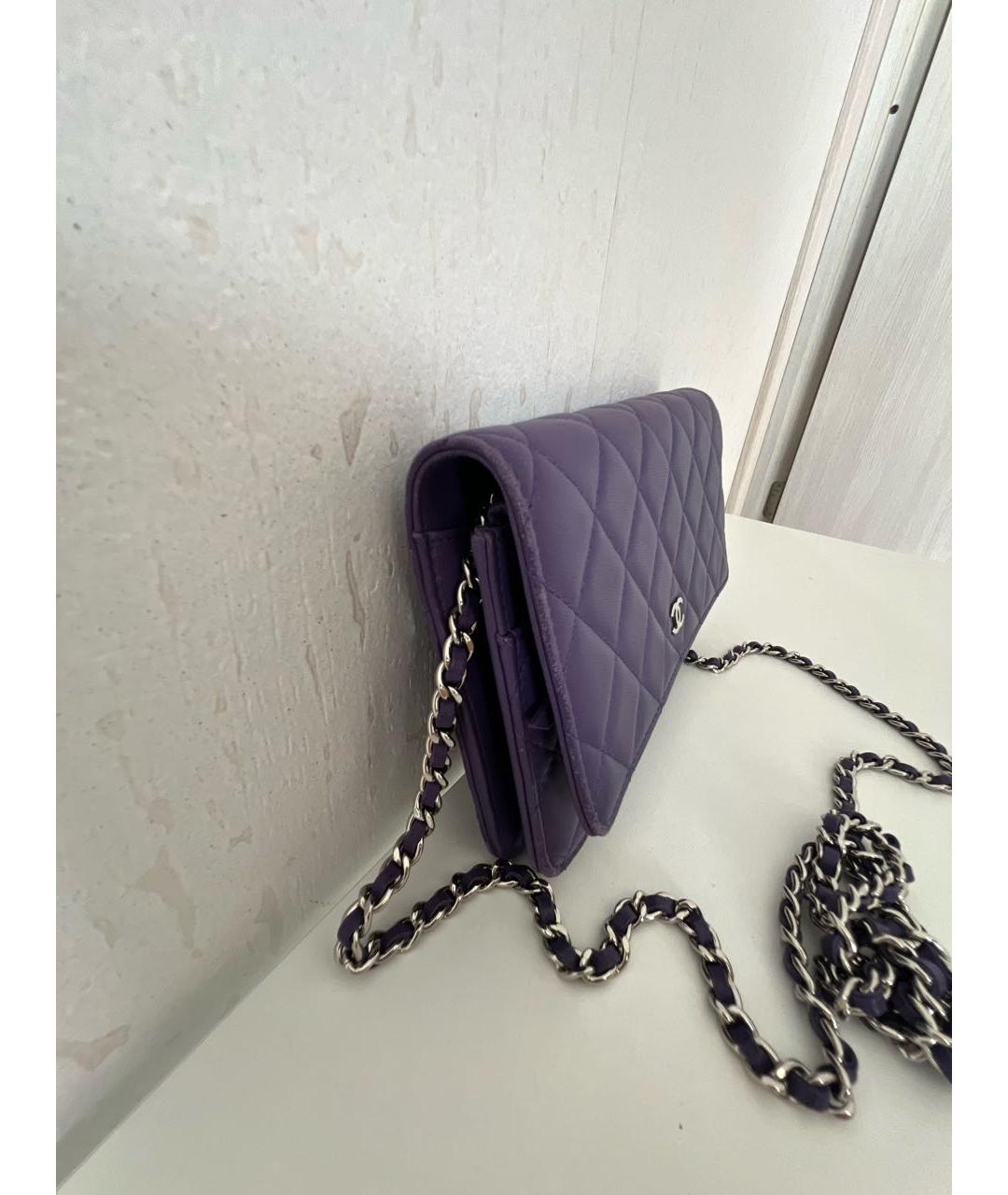CHANEL Фиолетовая кожаная сумка через плечо, фото 2