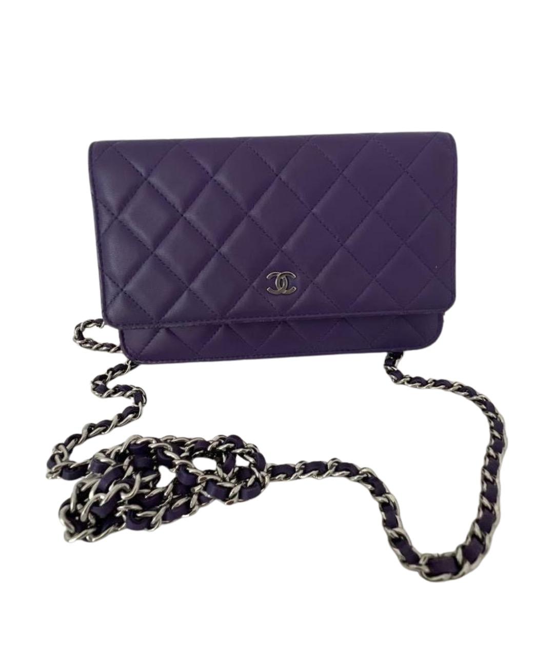 CHANEL Фиолетовая кожаная сумка через плечо, фото 1
