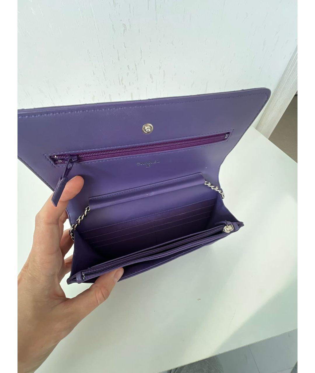 CHANEL Фиолетовая кожаная сумка через плечо, фото 4