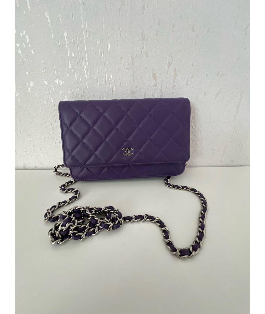 CHANEL Фиолетовая кожаная сумка через плечо, фото 5